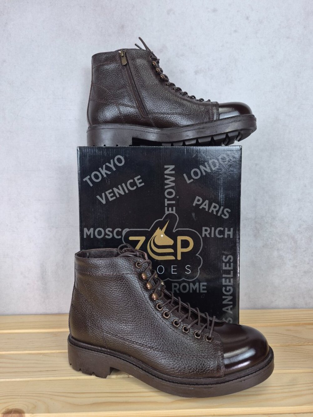 NEW Paul Branco Chukka Ankle Boots Genuine Leather Men 10 Brown Side Zip NIB